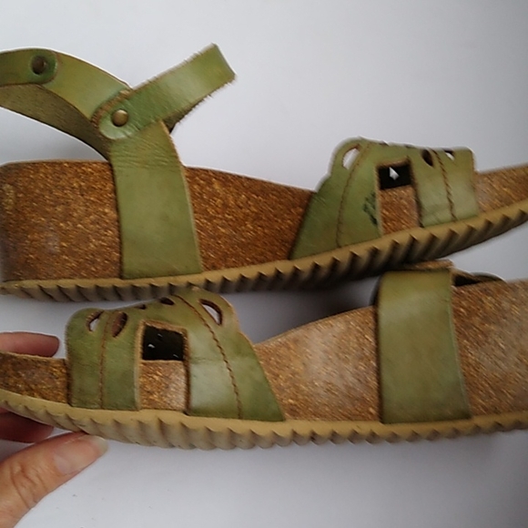 Biza Boho Strappy Green Cork Leather Sandals Size 7 made in spain - Picture 15 of 16